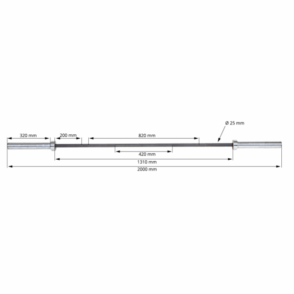 Ladybar 15 kg Olympia 50 mm | Women Bella Bar Black Chrome
