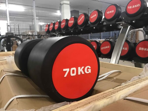 Heavy dumbbells-rubberized-1 Dumbbells up to 70 kg | HEAVY Round Dumbbells